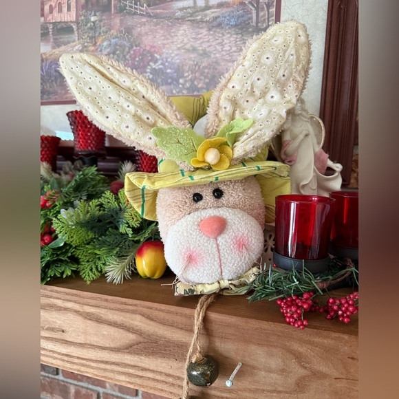 Vintage Charming Yellow Bunny with Bells Door Decor - Picture 1 of 5